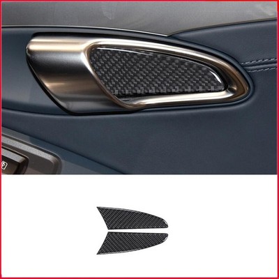 2pcs For Porsche 718 2017-2022 Carbon Fiber Inner Door Bowl Cover Trim