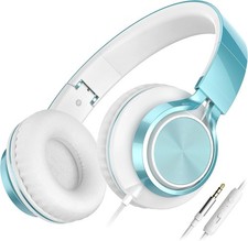 Wired On-Ear Headphones Mic Volume Control 3.5mm School Travel Headset