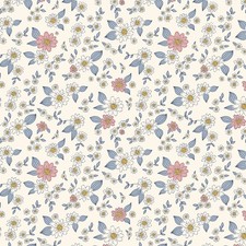 Feline Drive Fabric KITTEN FUN Floral Cream Clothworks - Fat Quarter 18x22" FQ