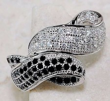 3CT Treated Black Sapphire  Topaz 925 Solid Sterling Silver Ring Sz 9 MK1-7