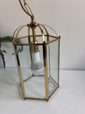 Brass Bevelled Edge Glass Lantern Style Ceiling Pendant Chandelier Light