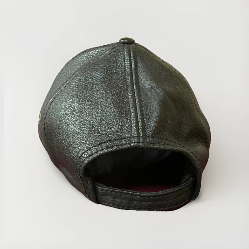 Gorra de béisbol negra ajustable Stetson Peyton de cuero genuino vintage Foto 3 de 4