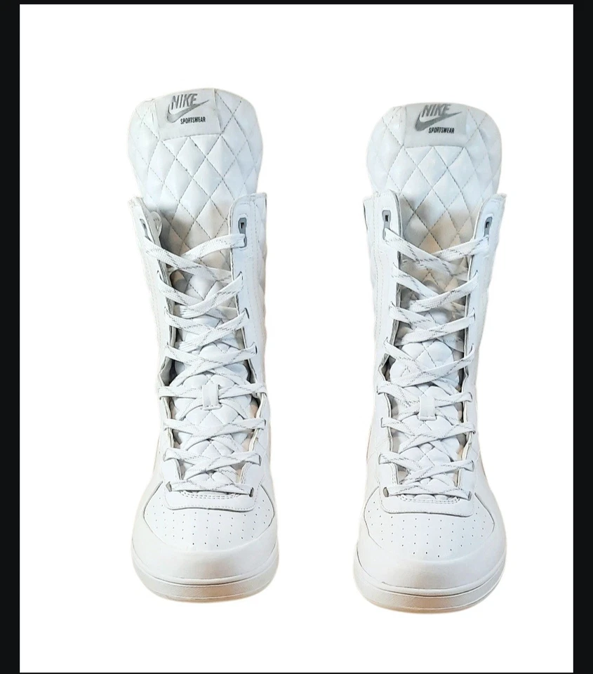 Nike Legends High White Leather Quilted Boot Shoes 333891-101 Wmns Sz 10 - Image 3 of 4