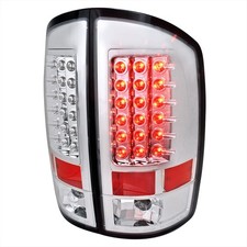 Chrome Housing Clear Lens LED Tail Lights 02-06 Dodge Ram 1500 2500 3500 Pair