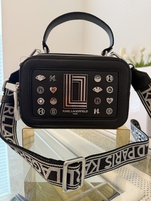 KARL LAGERFELD PARIS Simone black Camera crossbody bag with removeable strapsNWT