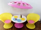 Vintage Patio Pool Party 7499 Barbie Doll Playset Mattel Arco 1989 Table Chairs
