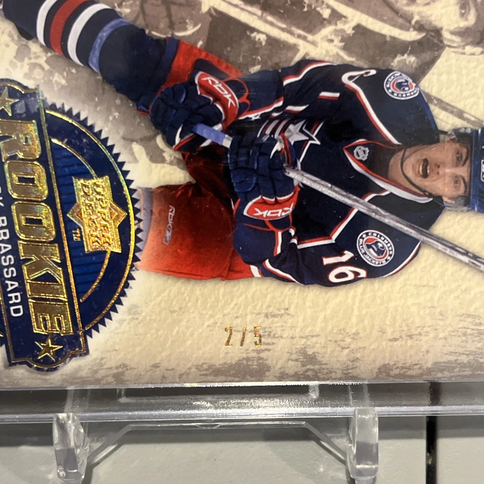 2008 Upper Deck Artifacts -#201 Rookie Derick Brassard /5 - CBJ SSP  - Image 3 of 3