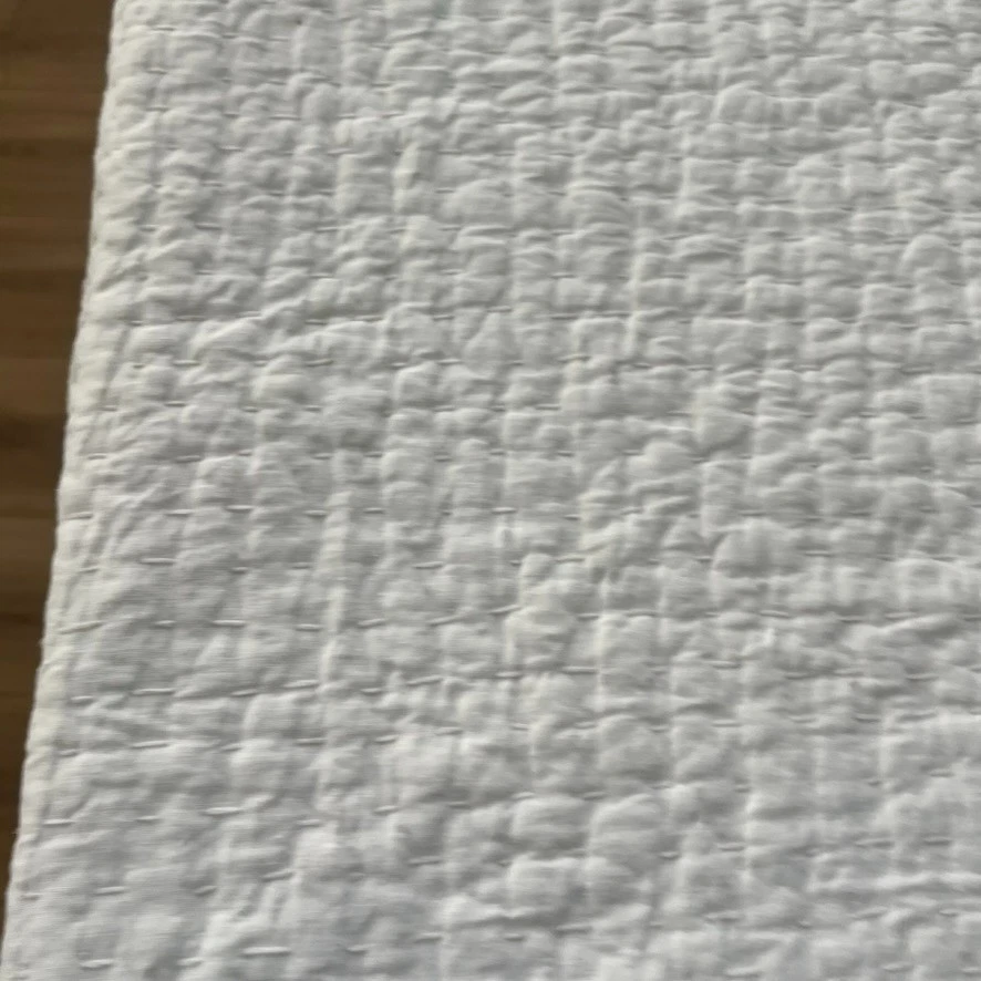 Pottery Barn Pick Stitch Handcrafted Linen Blend Reversible Quilt & 2 Euro Shams - Image 2 of 4