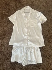 Linea Donatella Satin BRIDE pajama set rhinestone embellished size medium