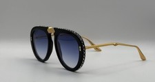 Gucci Women  s Aviator Sunglasses GG0307S Foldable Gold Metal Gradient Lenses