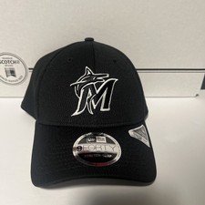 Miami Marlins New Era 9FORTY MLB Stretch-snap Black/white Hat Snapback