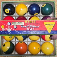 Vtg. HYATT POCKET SUPREME 2 1/4" PHENOLIC RESIN BILLIARD BALLS Old Complete Set