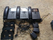 3 POLY VVX 250 VOIP BUSINESS PHONE W/POWER ADAPTERS.