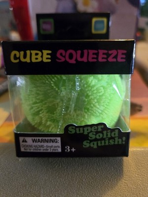 Cube Super Solid Squish Tactile Squeeze Toy, Green/Pink/Orange, Fuzz ball