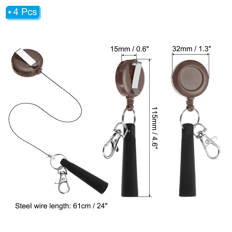 Retractable Pen Holder, 4pcs Pull Pen Pencil Holder Elastic Silicone, Brown - Image 2 of 4