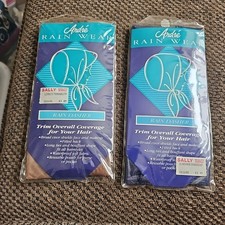 2 New Vtg Andre Rain Bonnet Hair Cover 701 w Visor Contoured Back Brown Blue