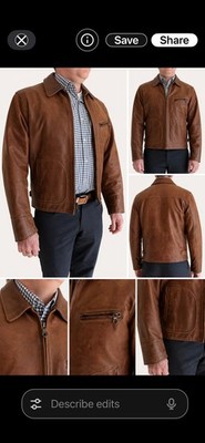 Schott NYC Men's Vintage Leather Jacket Chestnut Brown Size 40 USA Made