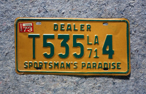 1971 Louisiana DEALER License Plate