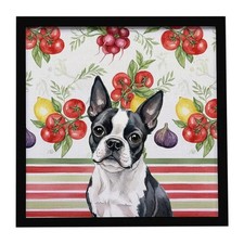 Carolines Treasures WDK8132MFP88 Unisex Boston Terrier Vegetables Framed Meta...
