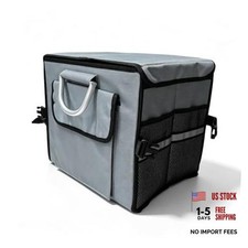 Car Trunk Organizer With Lid, 28L Foldable Vehicle Cargo Storage Box with Gray