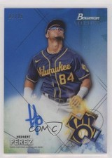 2021 Bowman Sterling Prospect Blue Refractor 22/25 Hedbert Perez Auto 06gy