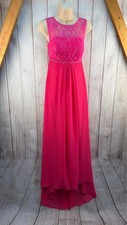 Hot Pink Lace Prom Dress Bridesmaid Occasion Maxi Dress Size 4-6