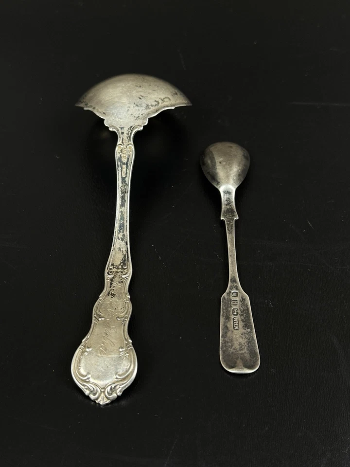 Cuchara sopera antigua PLATA ESTERLINA PAT.1899 Foto 2 de 4