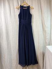 Lauren Ralph Lauren Dress Womens 4 Navy Chiffon Pleated Maxi Evening Gown