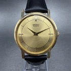Seiko Watch Men 30mm Champagne Dial Gold Tone Round VTG 6530-6060 New Battery