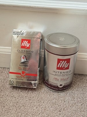 10 illy Classico Lungo Coffee Capsules + 8.8 oz Intenso Bold Roast Ground * READ