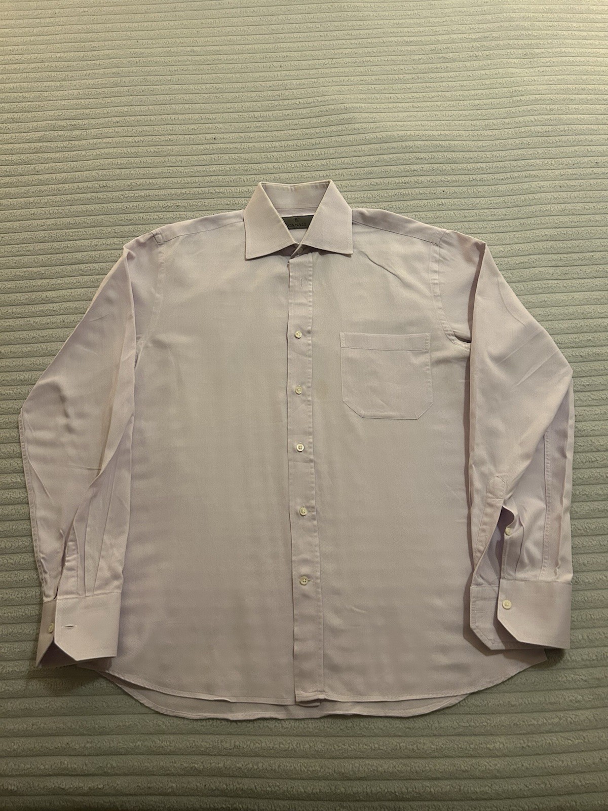 Canali Men's Dress Shirt 39-15.5 Long Sleeve Button-Up Cotton Made In Italy