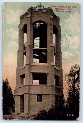 c1915 Malden Massachusetts Postcard Observatory Bear Hill Middlesex Fells Posted