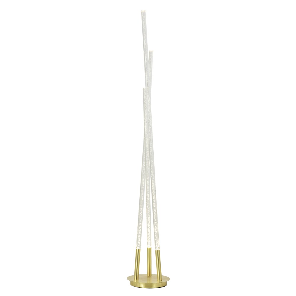 Litecraft Paige Floor Lamp Bubble Injected Integrated LED 3 Light - Satin Brass