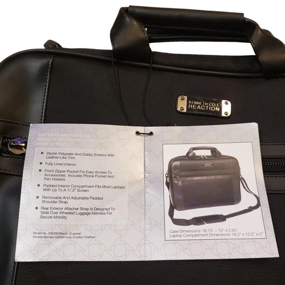 ***BRAND NEW*** KENNETH COLE REACTION UNISEX FAUX LEATHER LAPTOP SHOULDER BAG - Image 3 of 4