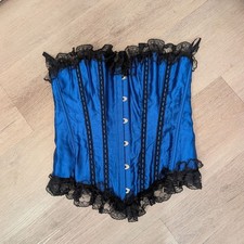 Women's Unbranded Blue  Black Lace Corset S Punk Mall Goth Whimsigoth Y2K Style