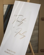 Wedding Welcome Sign - White Acrylic Mirror Wedding Sign - Wedding Signage