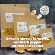 USDA Certified Organic Ginger Turmeric Curcumin 95 Black Pepper blend, 500mg