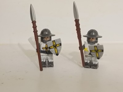 (2) CUSTOM Medieval  Empire Crusaders Teutonic Knight Phalanx Figure Lot