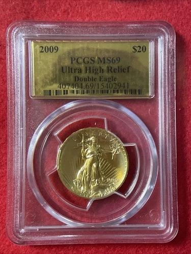 2009 $20 ULTRA HIGH RELIEF Double Eagle Gold PCGS MS69- RARE GOLD FOIL LABEL