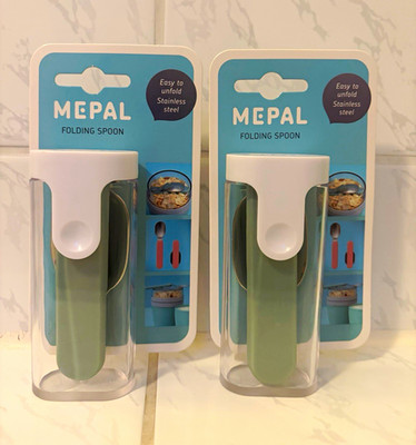 Mepal Folding Spoon 2er Set klappbar, Edelstahl Löffel Grün/Weiß