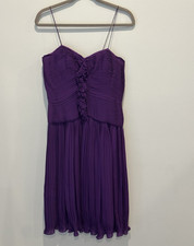 Oscar de la Renta Purple Sweetheart Chiffon Pleated Ruffle Fit & Flare 8