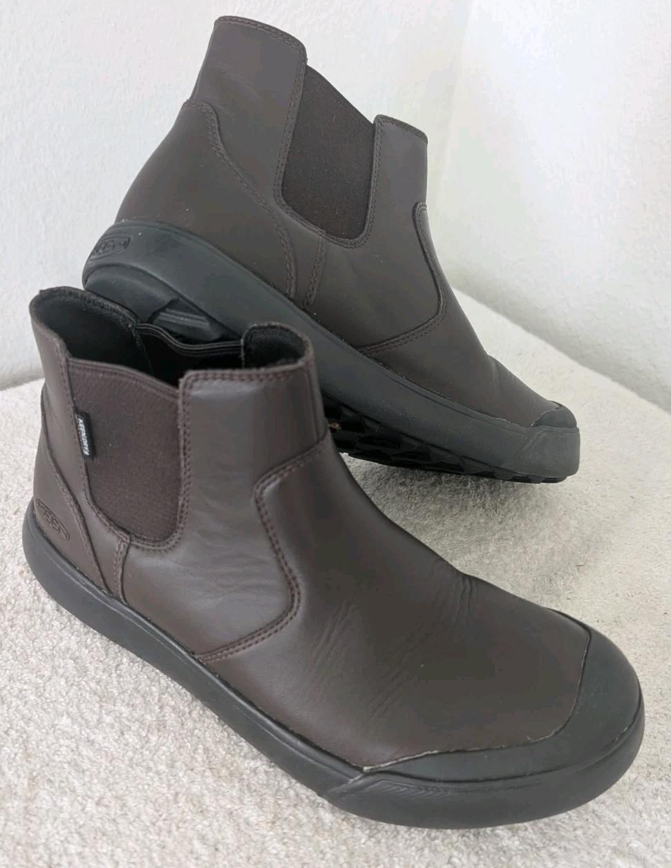 Keen Stivaletti Donna Elena Chelsea Impermeabili Pull On Plaza Taglia 7 Marrone