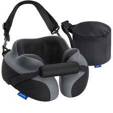 Ergonomic Travel Neck Pillow for Airplane, Dual-Hold Design to Stabilize Head