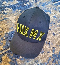 Fox Flexfit Stretch Baseball Cap Hat Solid Black Yellow Embroidered Logo