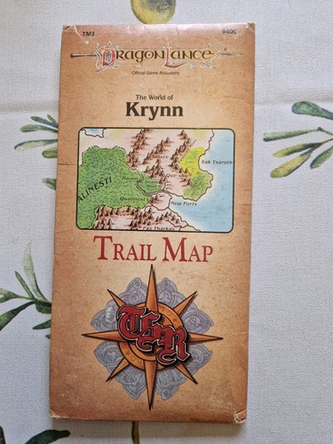 The World of Krynn Trail Map, DragonLance, Dungeons and Dragons, TSR