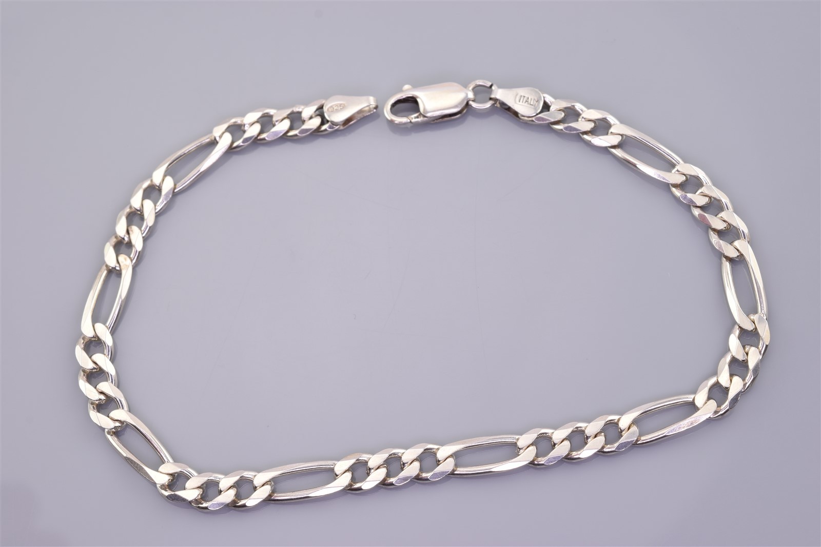 Sterling Silver Solid Figaro Link 925 Anklet Brac… - image 1
