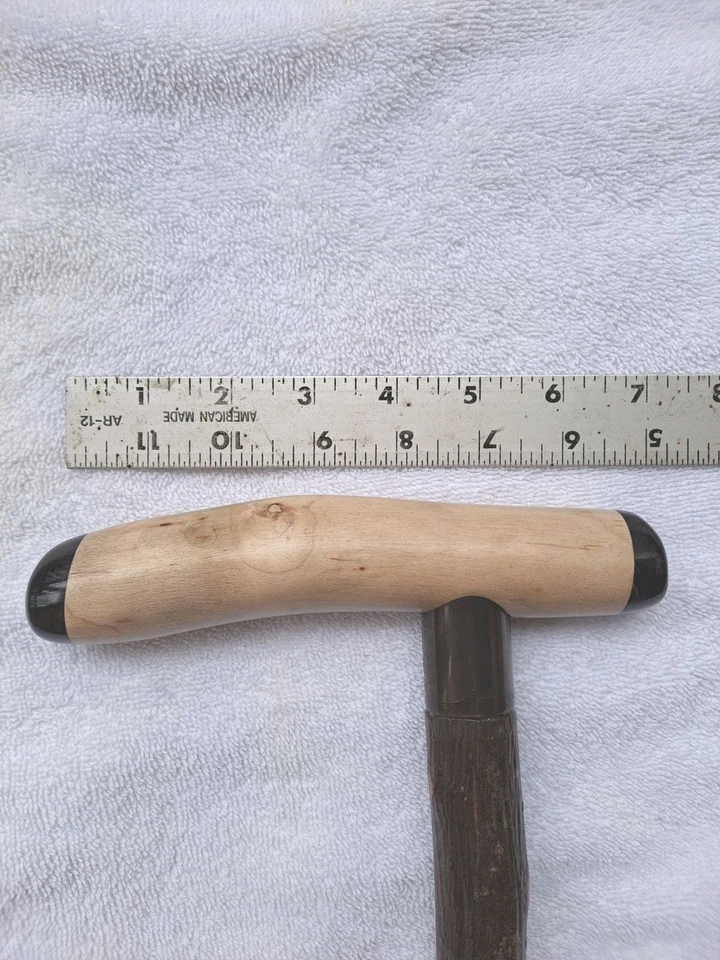 手工制作自然学习 HICKORY 手杖 白色-Ash 手柄 深色 硬质 杆身 大个子 — 第 2/4 张图片