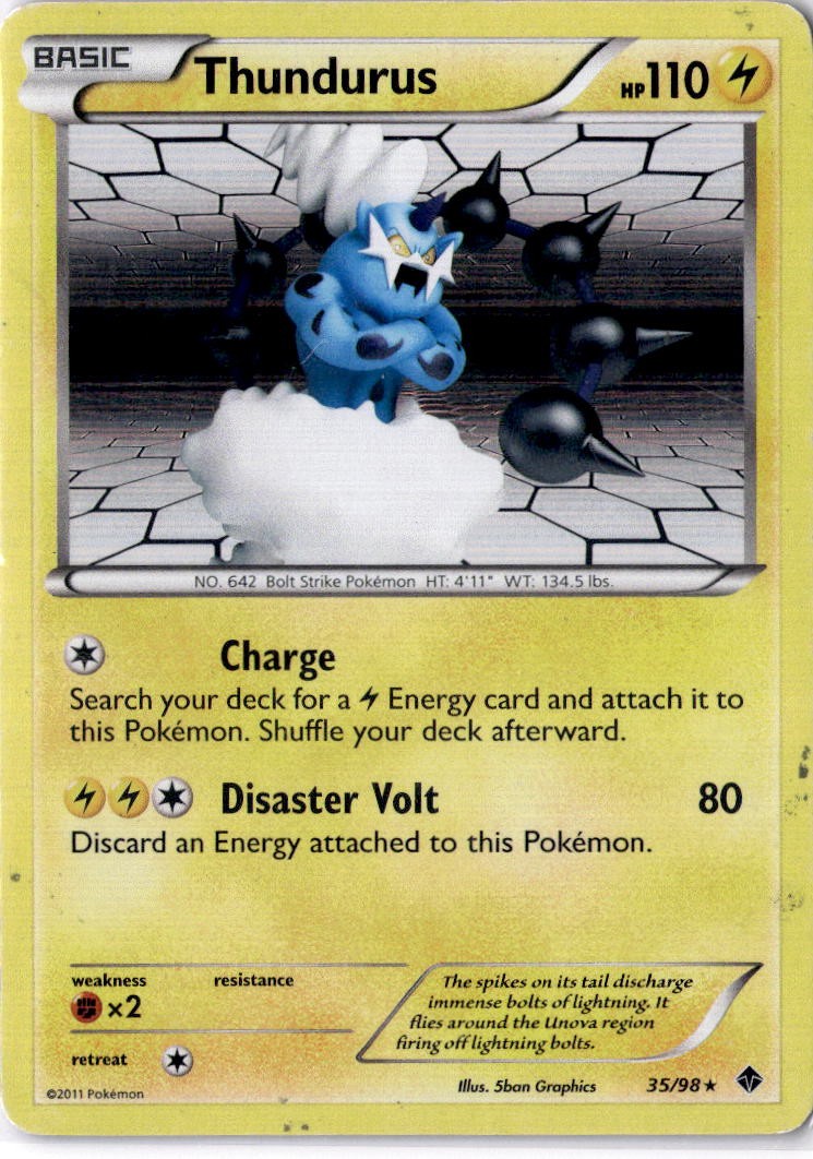 THUNDURUS 35/98 HOLO R EMERGING POWERS POKEMON HOLO MP