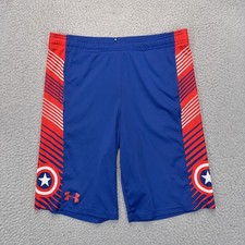Under Armour Swim Trunks Boys Large Blue Marvel Captain America Lined Drawstring