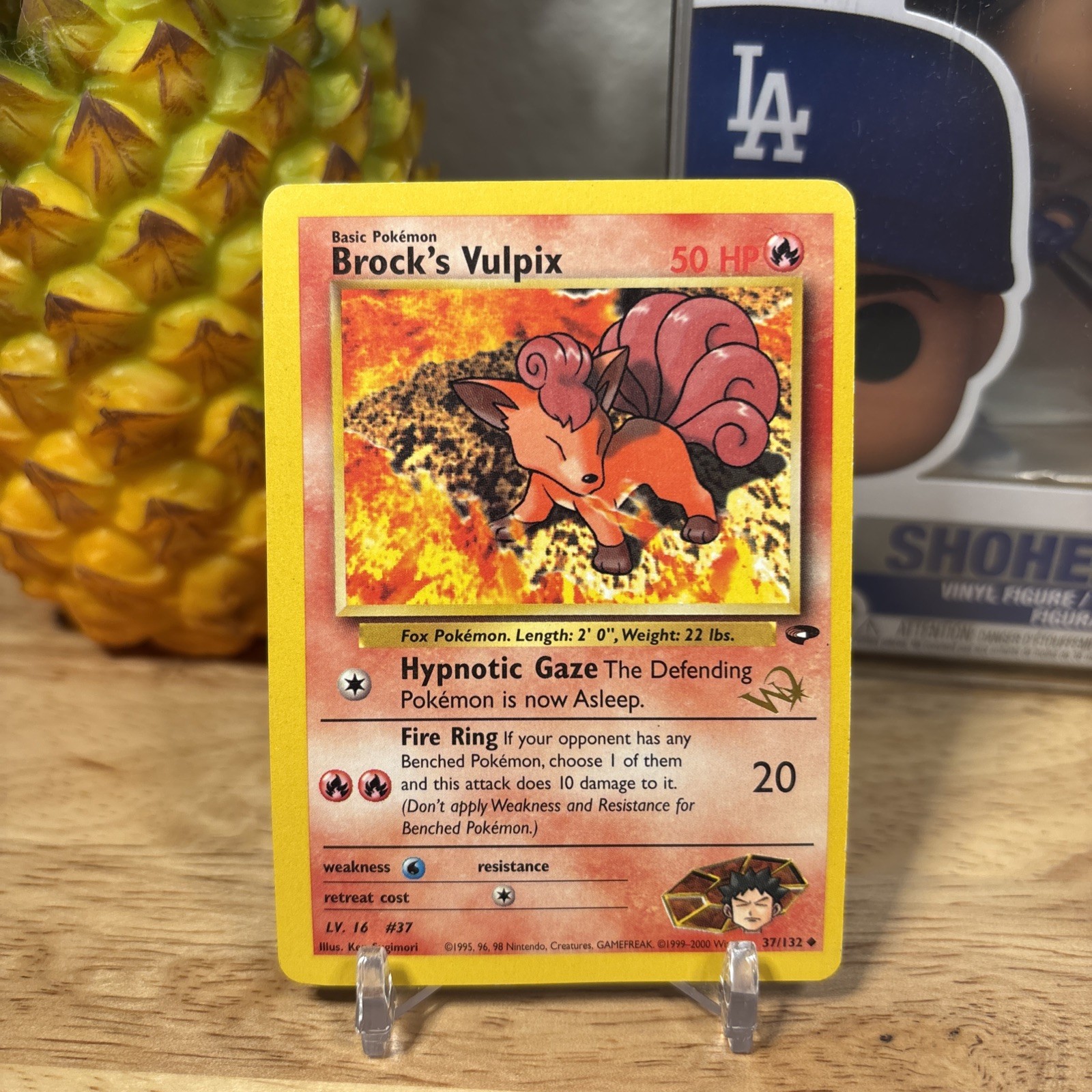 BROCK'S VULPIX W Stamp Pokemon Card - WOTC Promo - Gym Challenge - 37/132 LP (A)